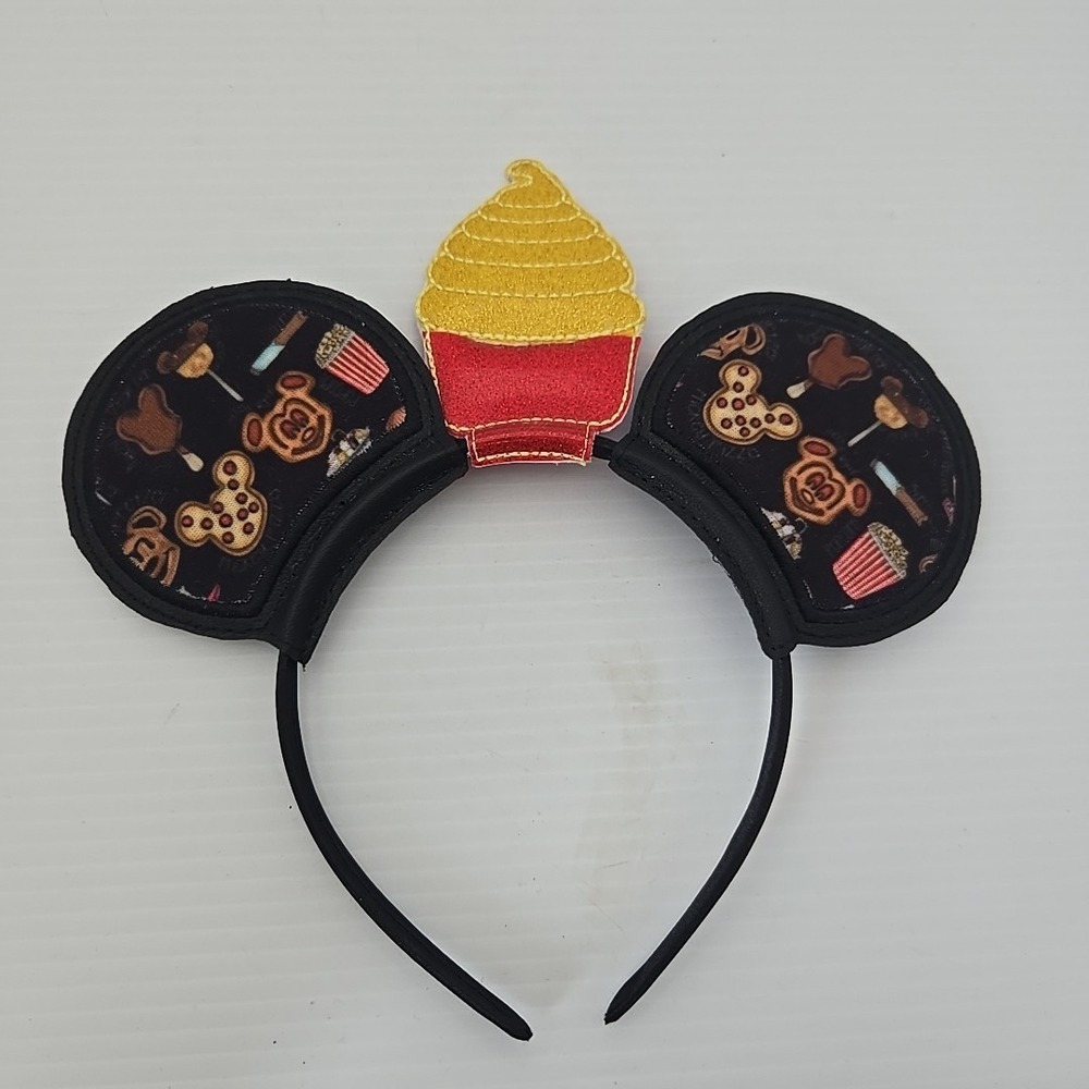 Disney Mickey Mouse Ears Headband - Snacks Cookies Pattern w/ Cupcake‎ Topper